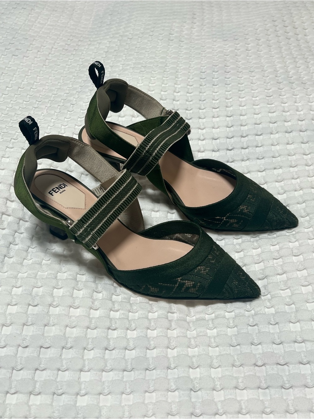 Fendi Colibri Green Slingback Pumps
